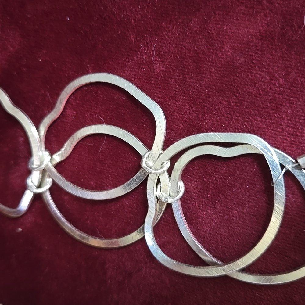 Vintage Twisted Silver Interlocking Silver Tone C… - image 4